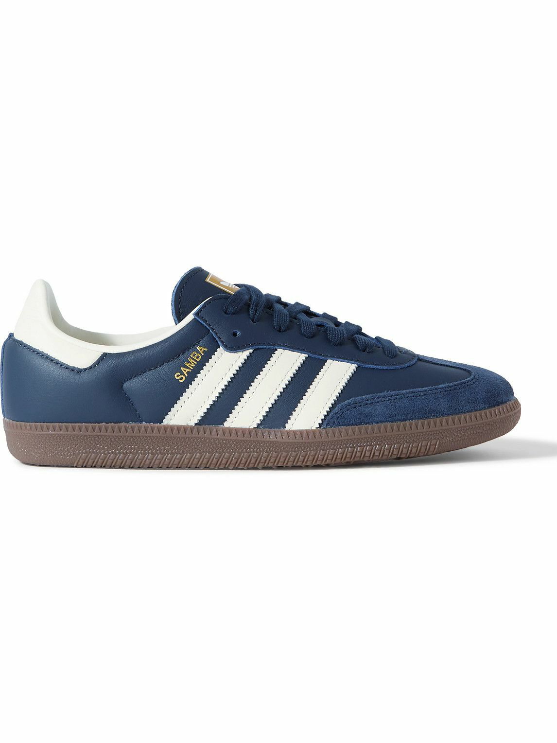 adidas Originals - Samba OG Suede-Trimmed Leather Sneakers - Blue ...