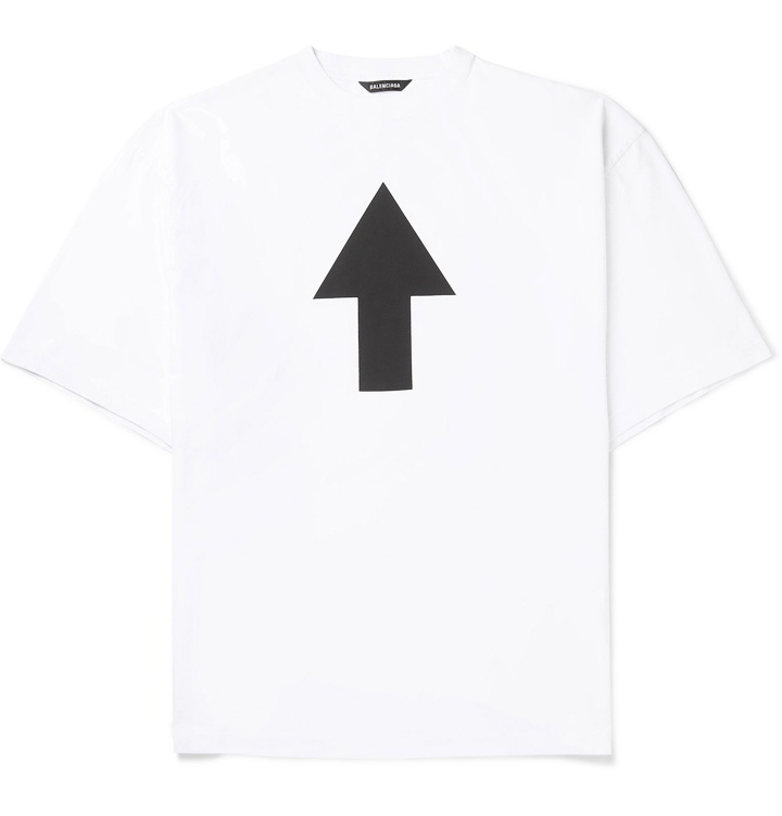 Photo: Balenciaga - Oversized Printed Cotton-Jersey T-Shirt - White
