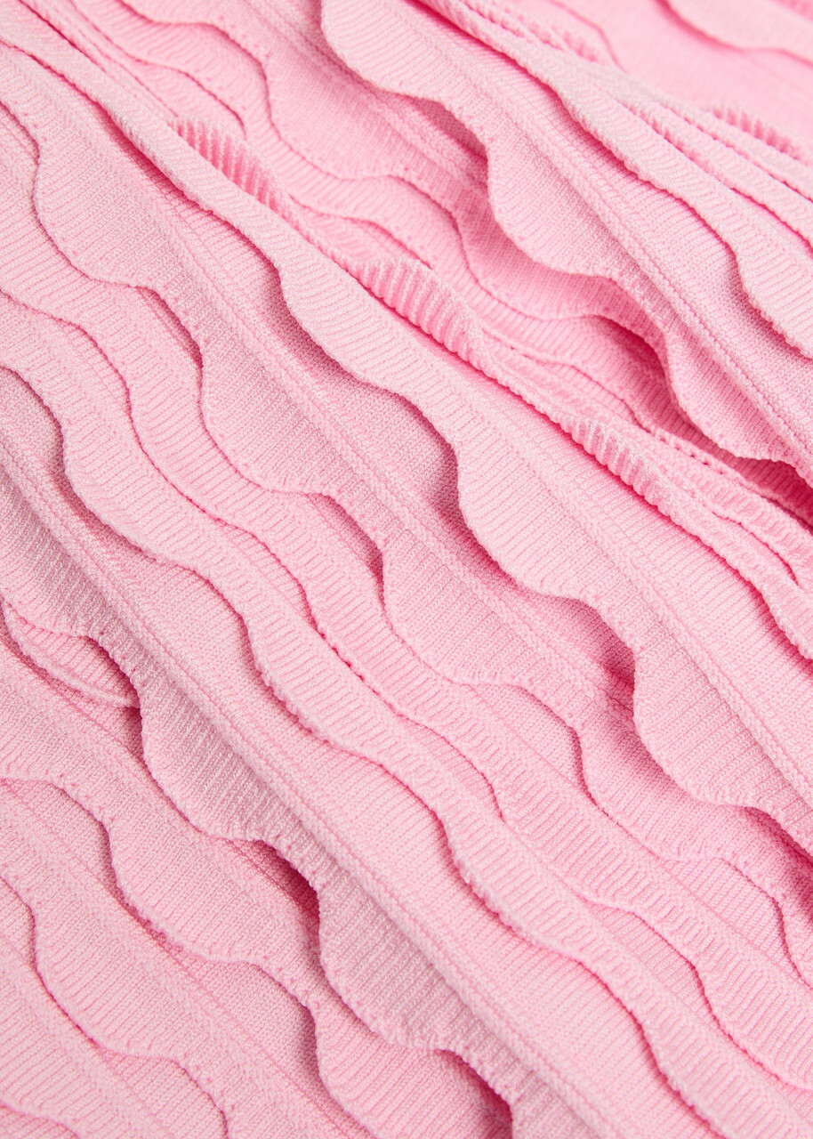 Simkhai Vanna Scalloped Knit Mini Dress Pink