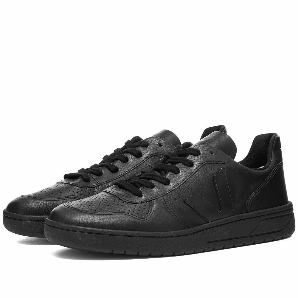 Photo: Veja Men's V-10 Leather Basketball Sneakers in Black/Black