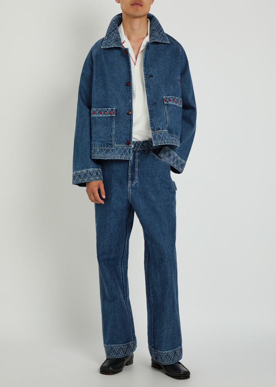 Bode Embroidered Denim Jacket Indigo