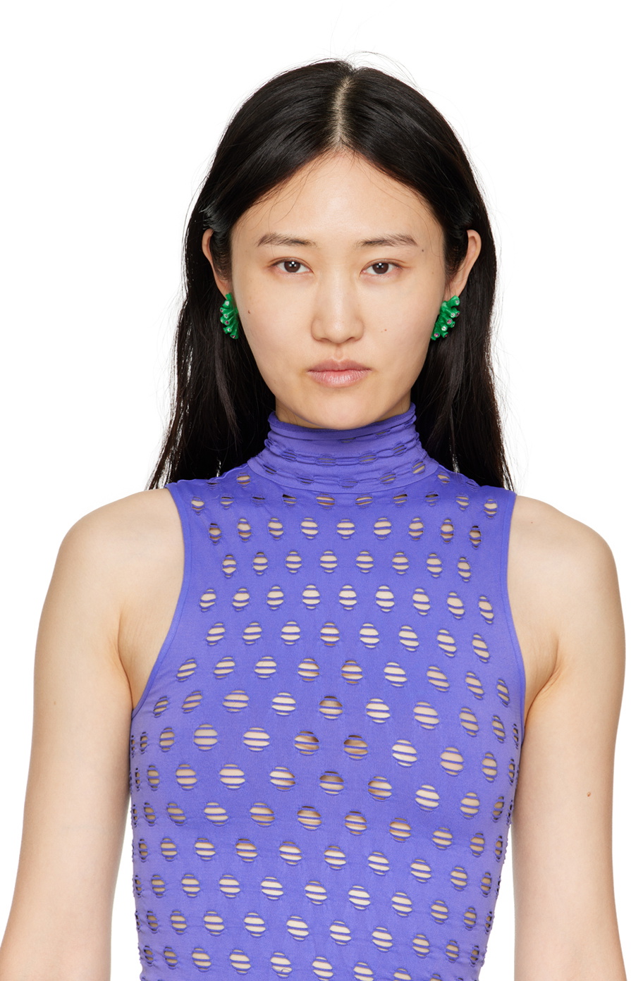 Roussey SSENSE Exclusive Green Mini 3D-Printed Sis Earrings