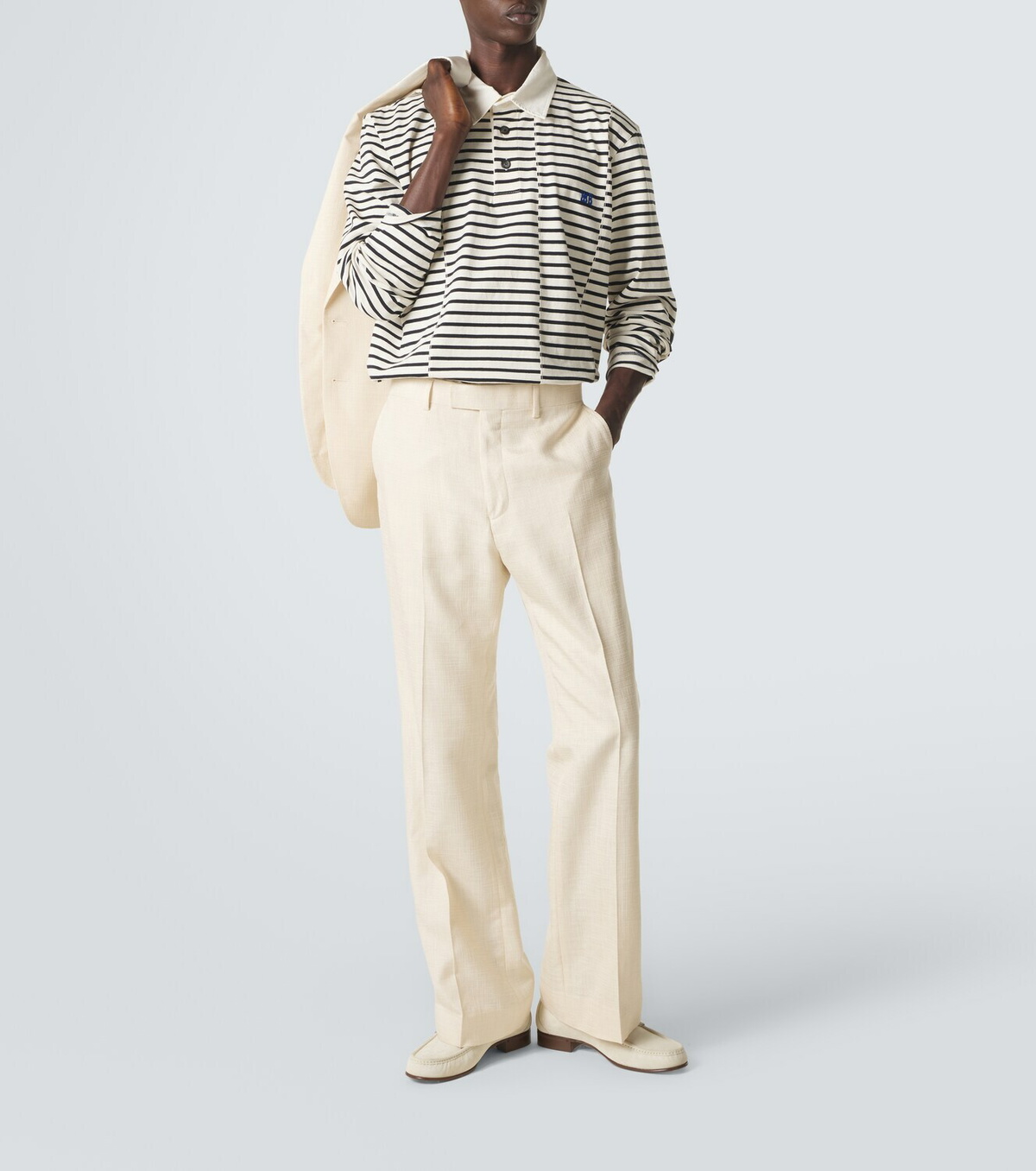Wales Bonner City striped cotton polo shirt