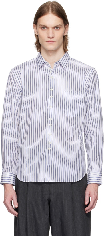 Photo: Comme des Garçons Homme Deux White & Navy Striped Shirt