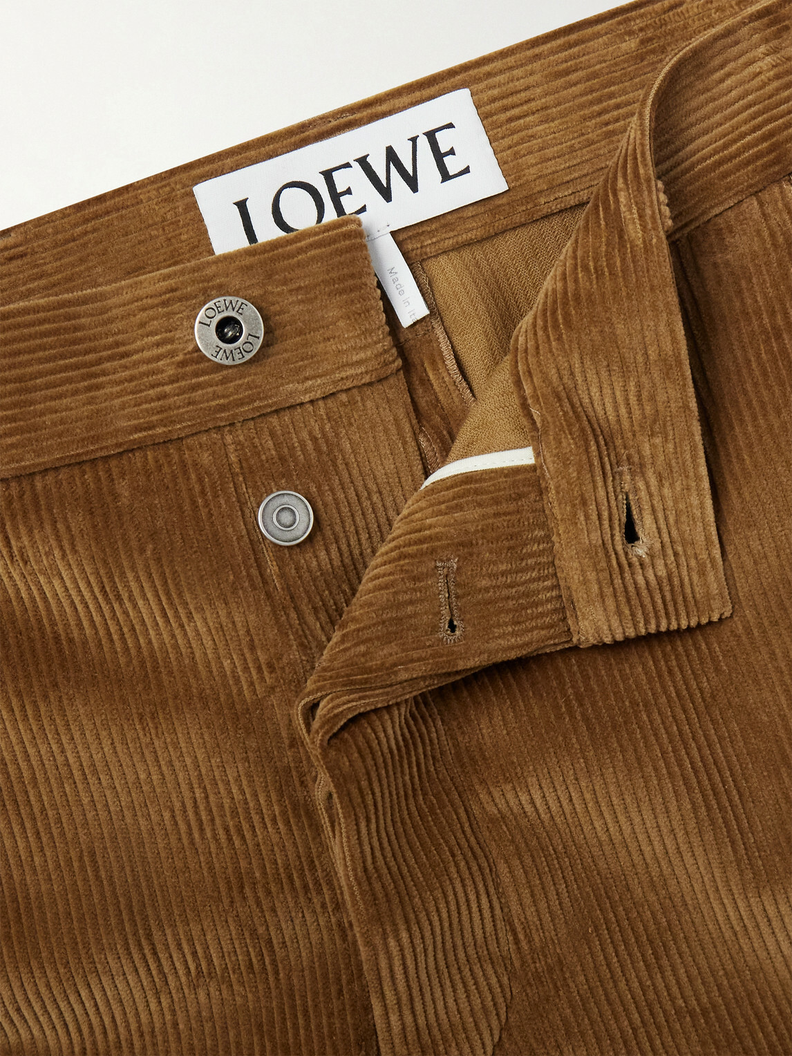 LOEWE - Straight-Leg Cotton-Corduroy Trousers - Brown