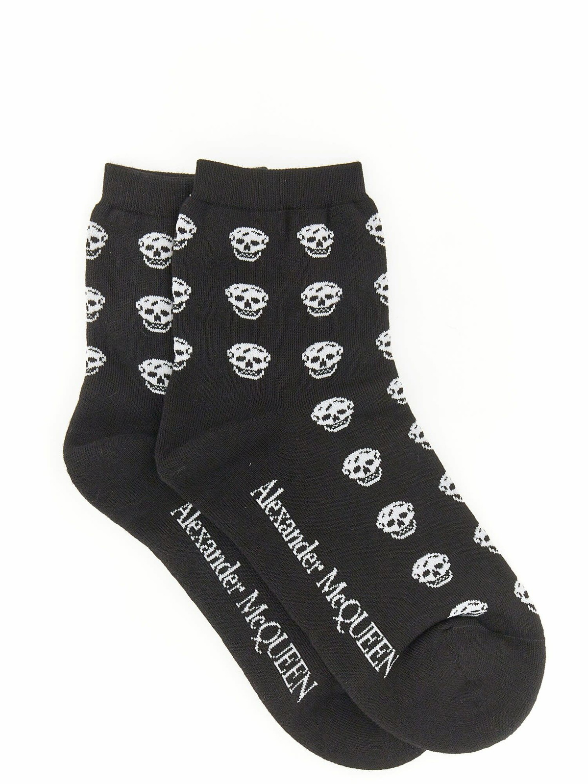 Alexander McQueen White & Black Logo Ankle Socks Alexander