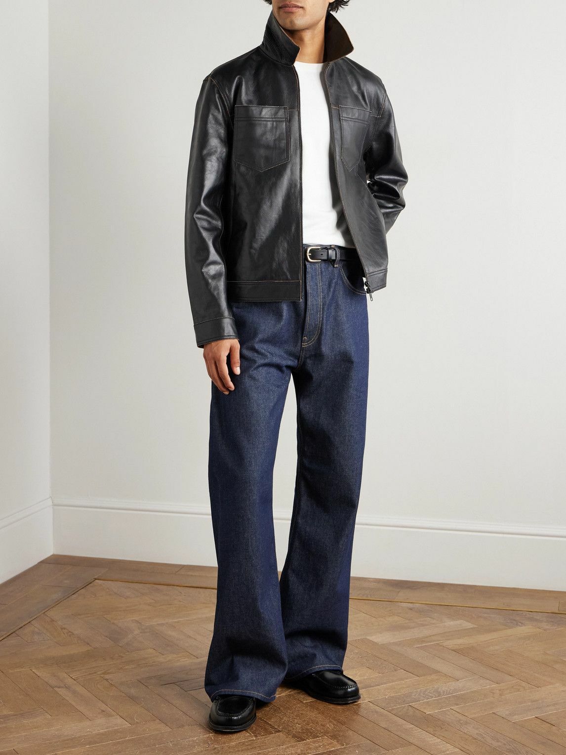 Oliver Spencer - Norton Leather Jacket - Black