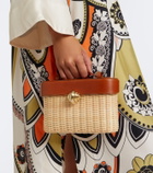Aquazzura Belgravia leather-trimmed wicker vanity bag