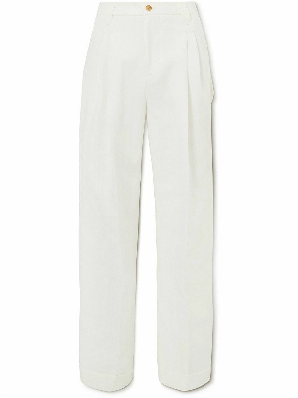 Photo: UMIT BENAN B - Jacques Marie Mage Wide-Leg Pleated Cotton and Linen-Blend Cargo Trousers - White