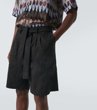 Commas Linen-blend shorts