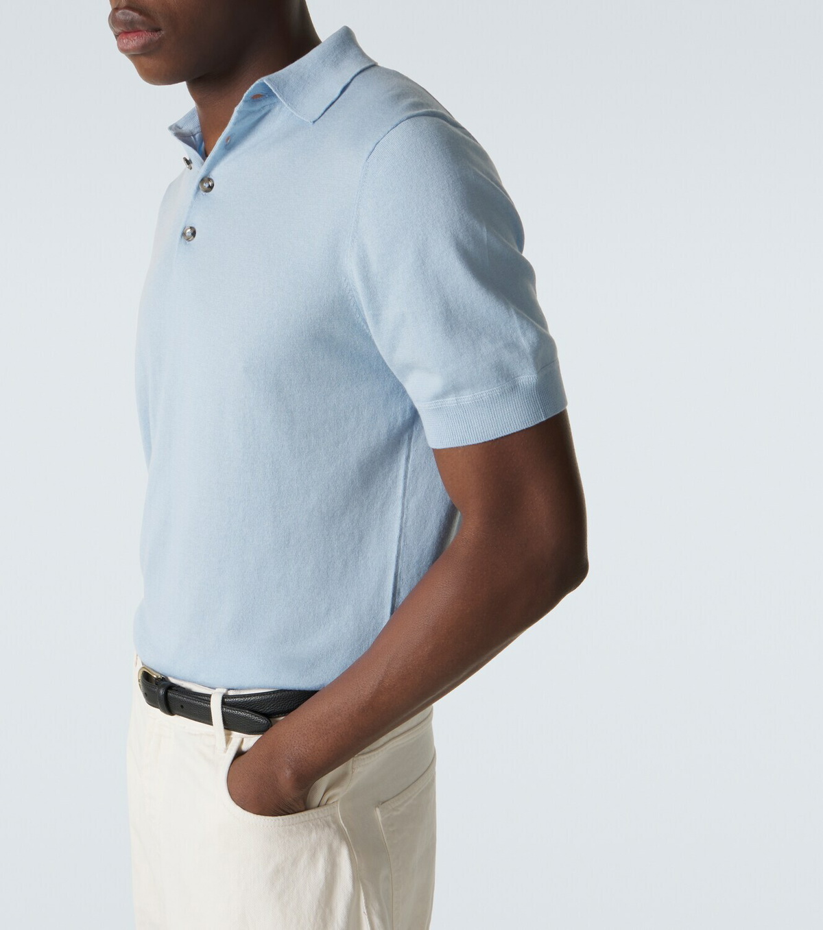 Allude Cotton, silk, and cashmere polo shirt