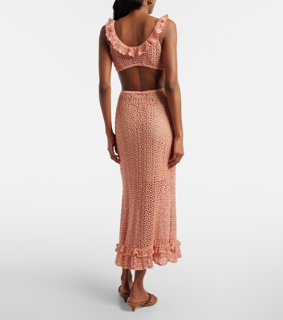 Anna Kosturova Rosette crochet cotton midi skirt