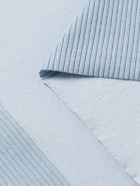JACQUEMUS - Colour-Block Ribbed Cotton-Blend Polo Shirt - Blue