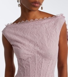 Georges Hobeika Silk-blend georgette and lace corset gown