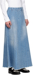 Stefan Cooke Blue Paneled Denim Maxi Skirt