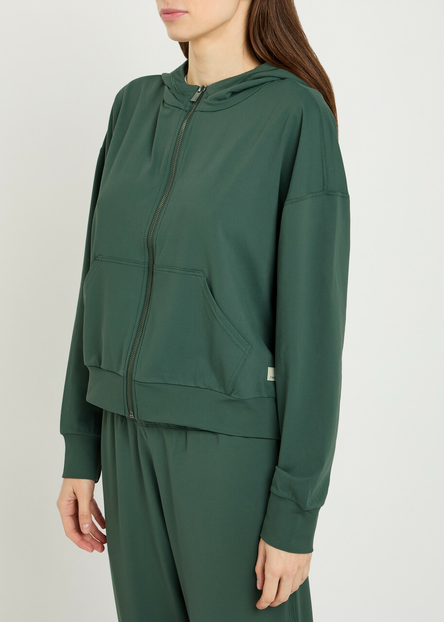 Vuori Halo Modern Hooded Stretch-jersey Sweatshirt Green