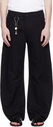 COOR Black Deep Curved Cotton Blend Trousers