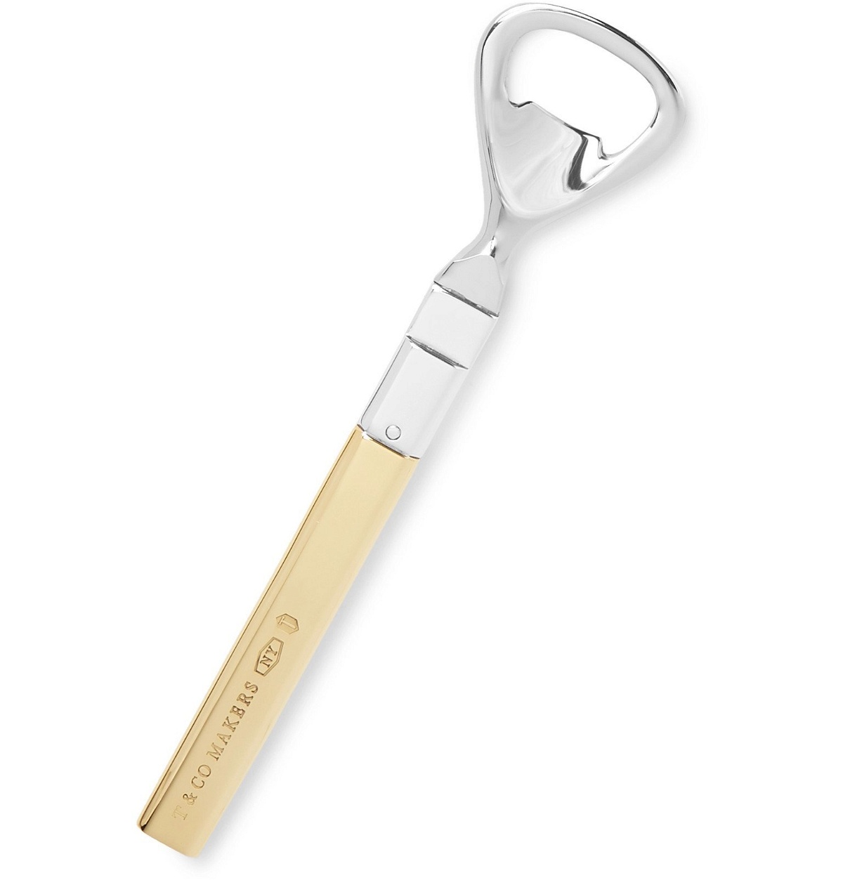 Photo: Tiffany & Co. - Tiffany 1837 Makers Sterling Silver, Stainless Steel and Brass Bottle Opener - Silver