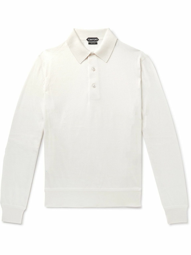 Photo: TOM FORD - Cashmere and Silk-Blend Polo Shirt - Neutrals