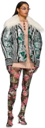 SHUTING QIU Grey & Green Patterned Down Jacket