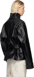 Maison Margiela Black Belted Faux-Leather Jacket