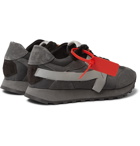 Off-White - Leather-Trimmed Shell and Suede Sneakers - Dark gray