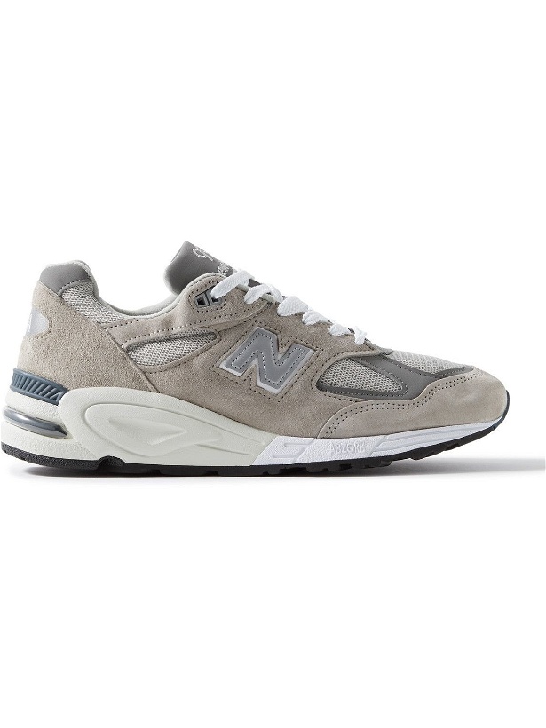 Photo: New Balance - M990v2 Suede and Mesh Sneakers - Gray