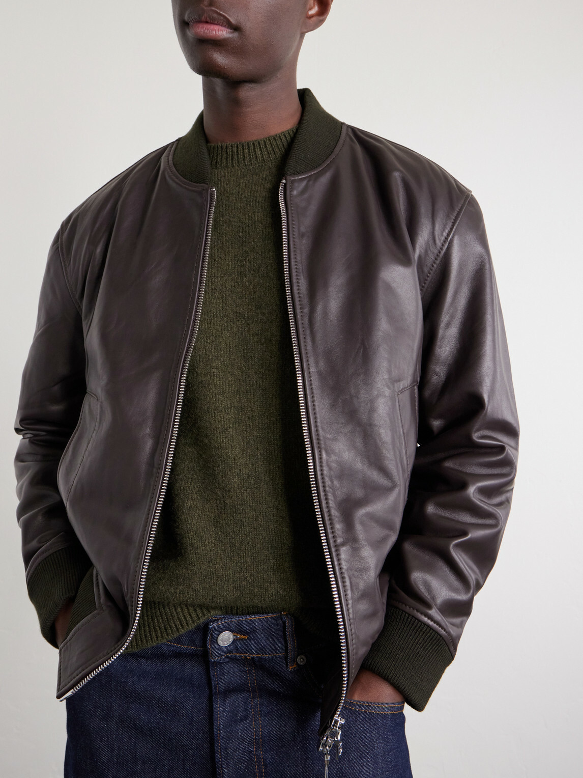 Officine Générale - Maony Leather Jacket - Brown
