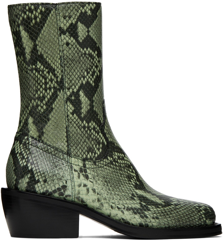 Photo: Dries Van Noten Green Snakeprint Boots