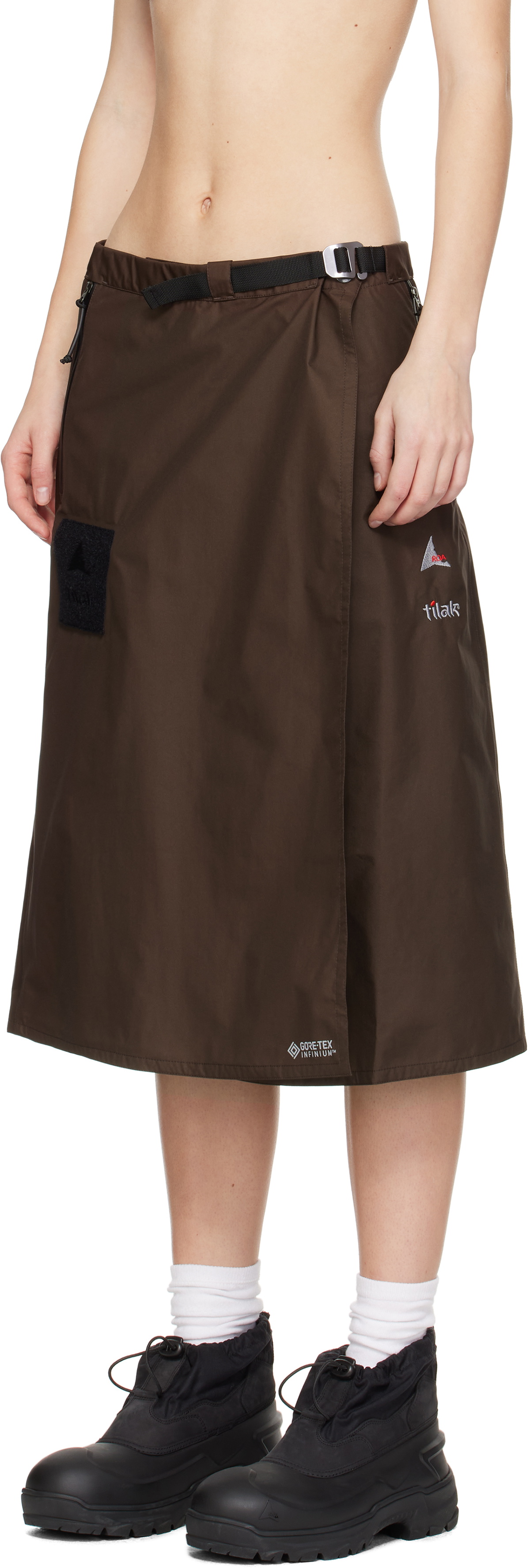 ROA Brown Tilak Edition Paclite Midi Skirt