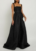 Rebecca Vallance Esther Floral-jacquard Cloqué Gown Black