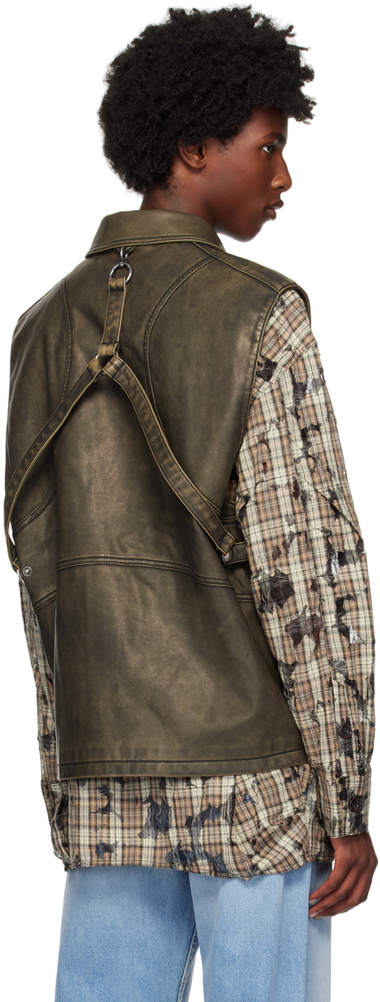 Andersson Bell Taupe Etna Faux-Leather Vest