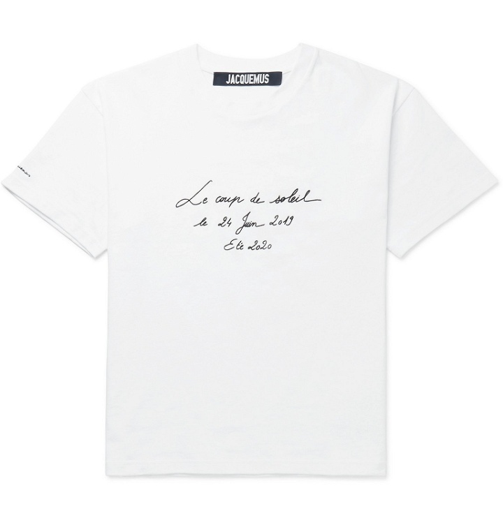 Photo: Jacquemus - Embroidered Cotton-Jersey T-Shirt - White