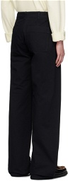 Husbands Navy Wide High-Waisted Trousers