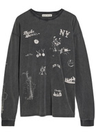 Duke And Dexter Sketch Printed Long Sleeve Cotton T-shirt Grey