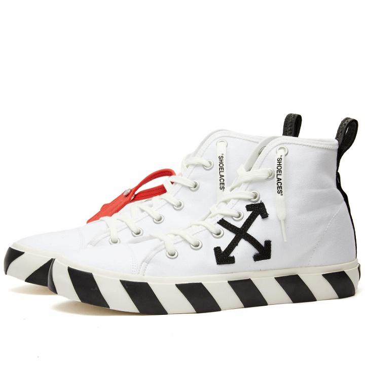 Photo: Off-White Men's Mid Top Vulcanised Sneakers in White