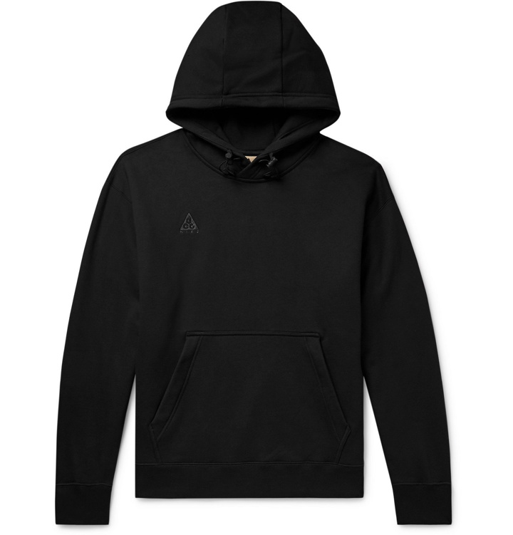 Photo: Nike - ACG NRG Logo-Embroidered Fleece-Back Cotton-Blend Jersey Hoodie - Black