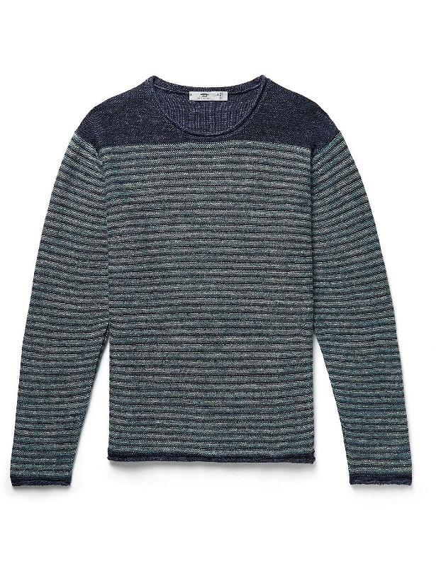 Photo: Inis Meáin - Striped Linen Sweater - Blue