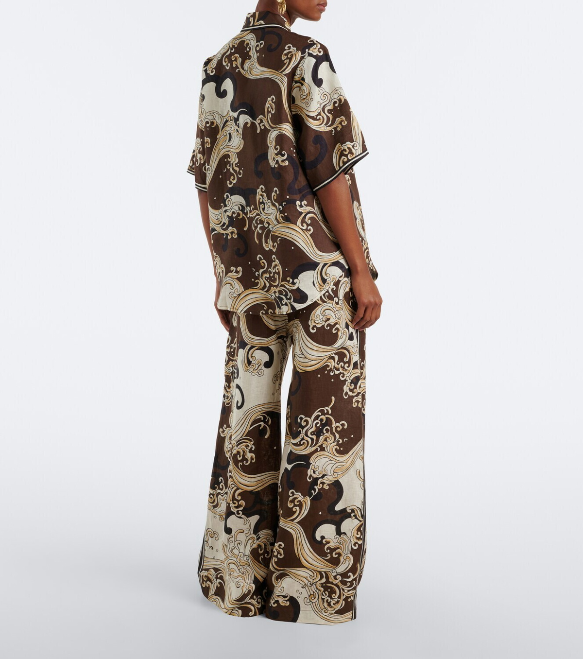 Alémais Otis printed linen wide-leg pants