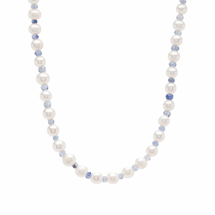 Photo: Hatton Labs Men's Blue Gradient Crystal Pearl Chain Necklace in Blue/White