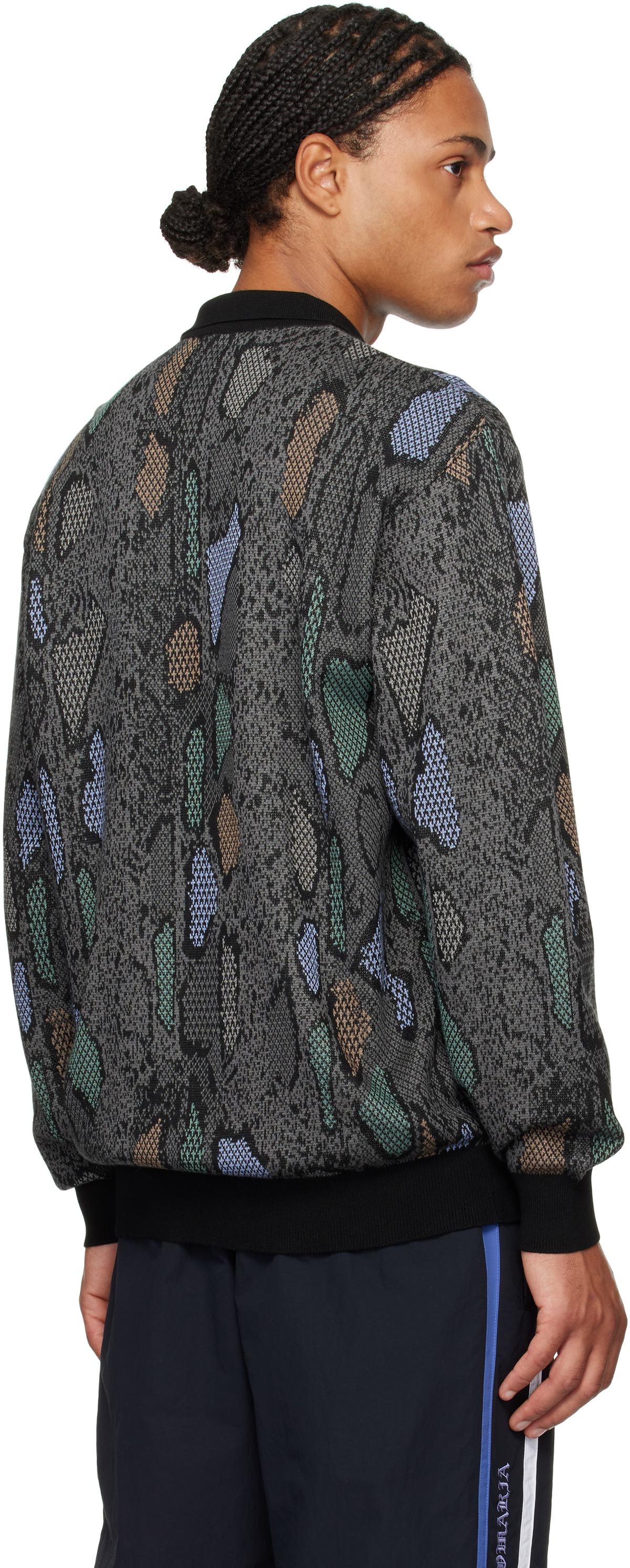 WACKO MARIA Gray Python Knit Polo Wacko Maria