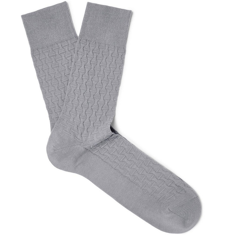 Photo: Falke - Rhinoceros Textured Cotton-Blend Socks - Gray