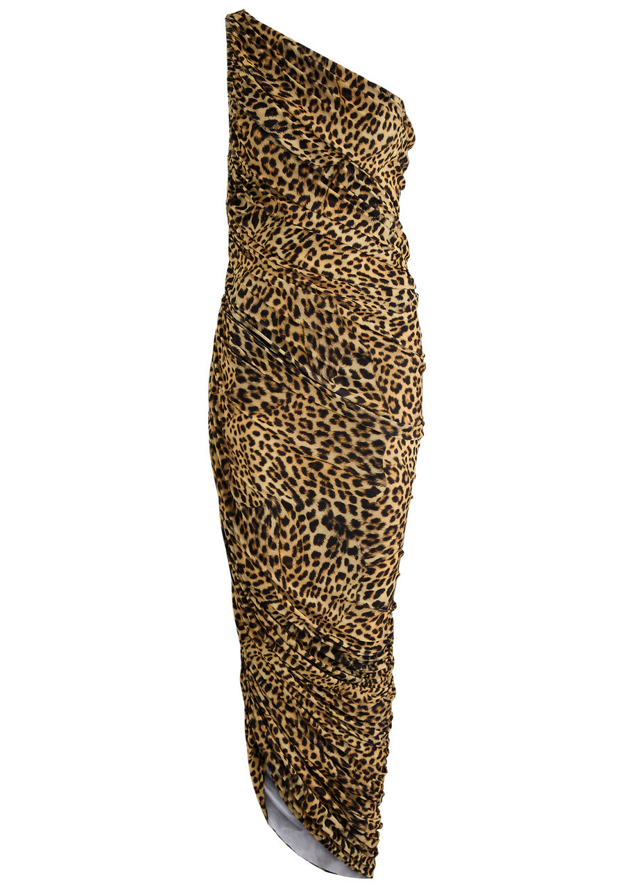 Norma Kamali Diana XL Leopard Stretch-jersey Maxi Dress Brown
