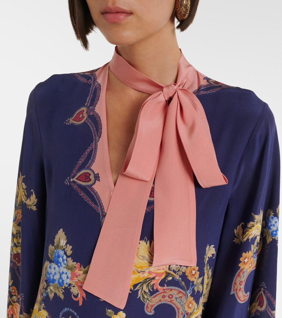 Etro Paisley tie-neck silk maxi dress