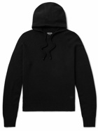 TOM FORD - Logo-Embroidered Brushed-Cashmere Hoodie - Black