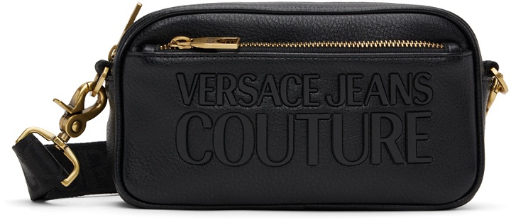 Photo: Versace Jeans Couture Black Logo Zip Bag
