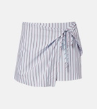 SIR Pinstripe cotton-blend wrap skirt