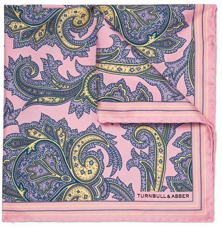 Photo: Turnbull & Asser - Printed Silk-Twill Pocket Square - Pink