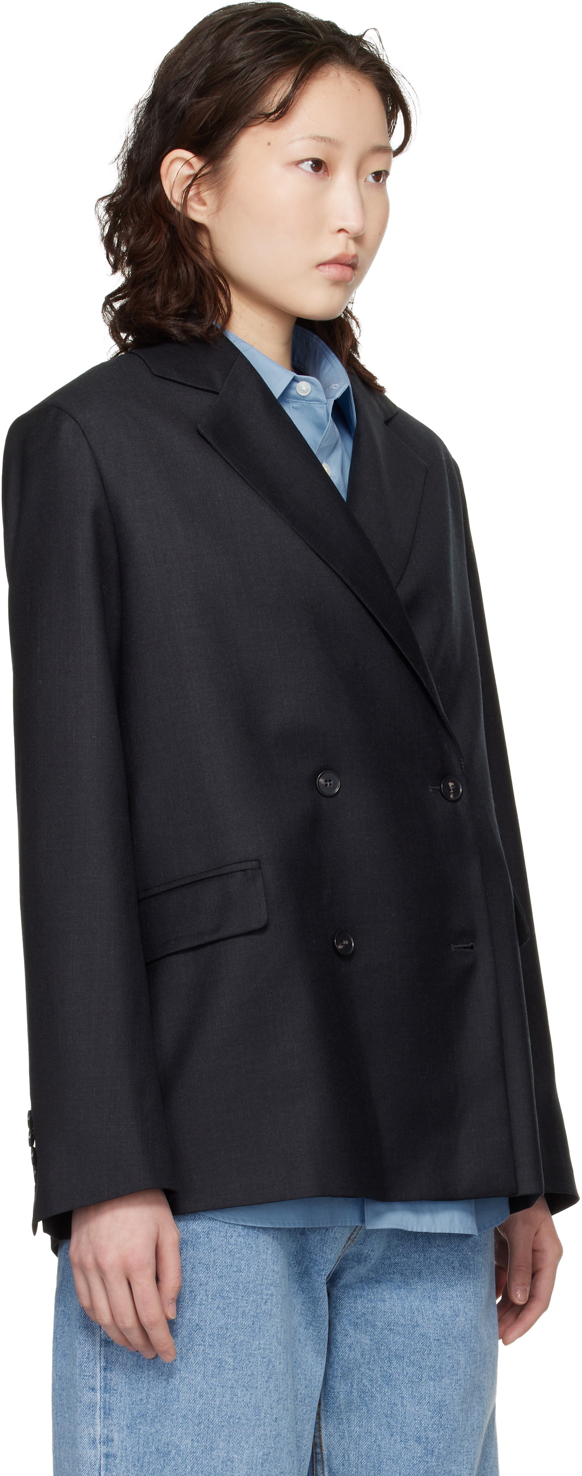 Loulou de Saison Gray Donau LDS Virgin Wool Blazer