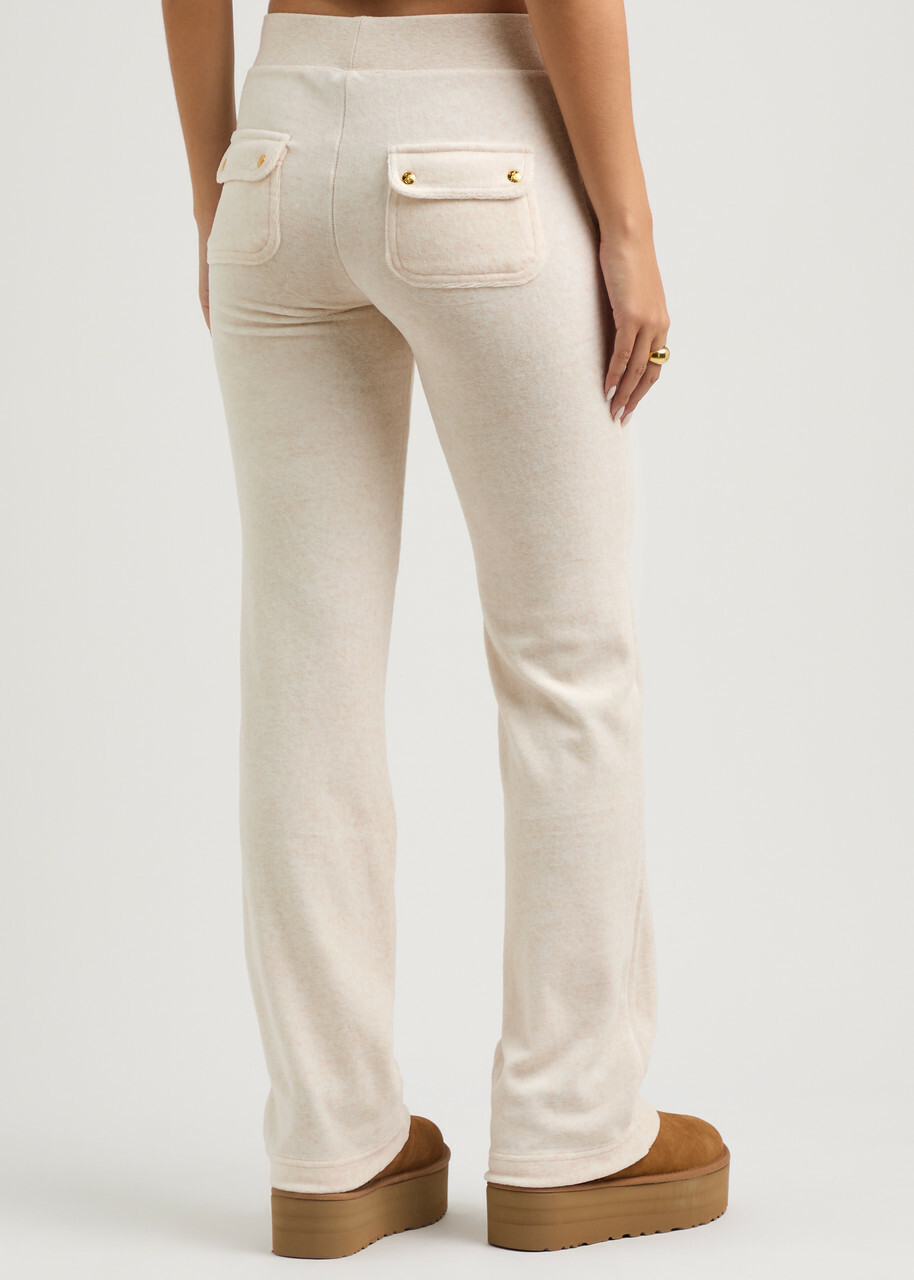 Juicy Couture Del Ray Logo Velour Sweatpants Cream